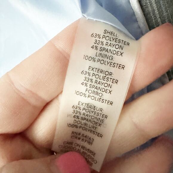 NWOT Calvin Klein Gray & Light Blue Windowpane Suiting Overcoat women’s size 2 - Picture 4 of 11